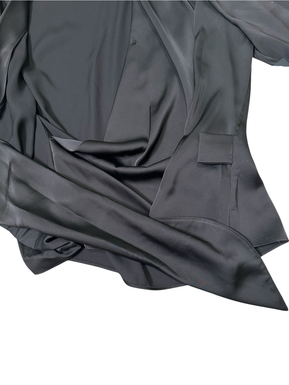Donna Karan Women’s L Black Faux Wrap Long Sleeve Top Blouse - Picture 5 of 11